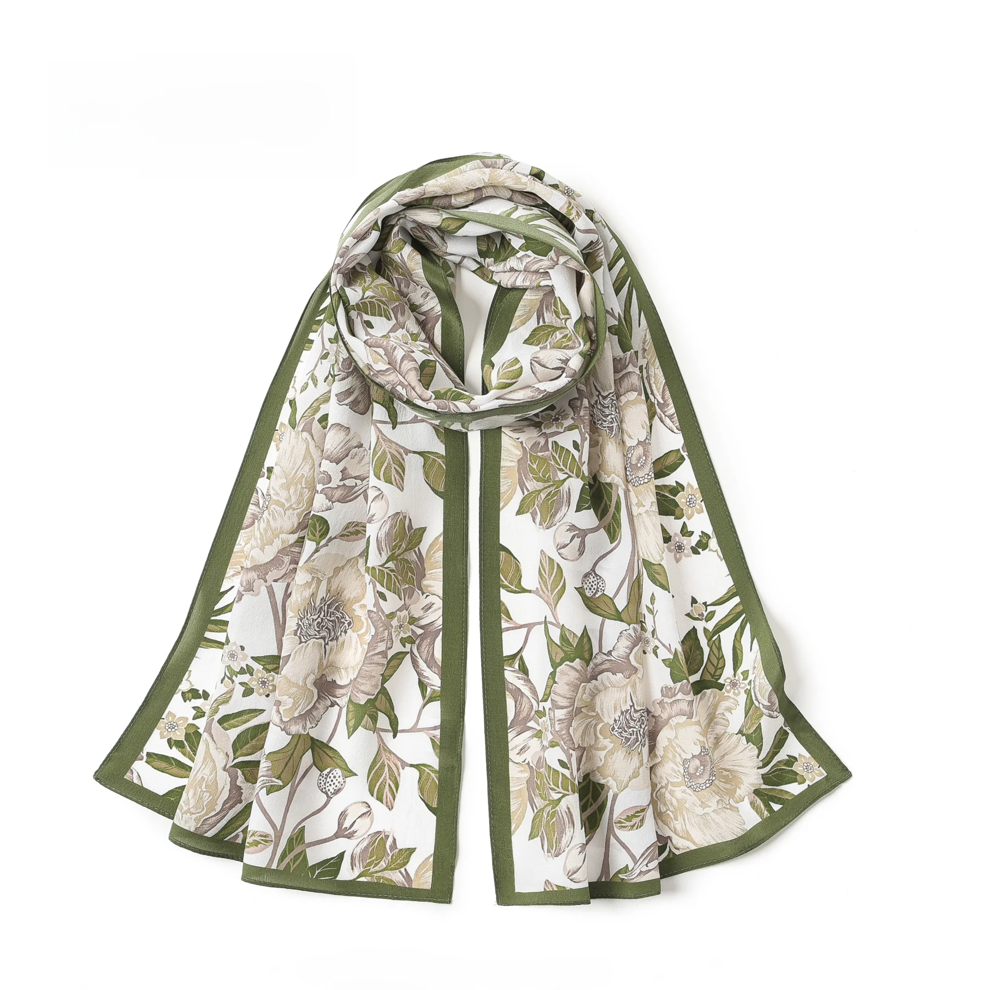 シルクスカーフ-花柄プリント-ロング-レディース-ファッション-トレンド-ネックウォーマー-ブリティッシュスタイル-多用途アクセサリー-すべての年齢層向け-夏から冬まで