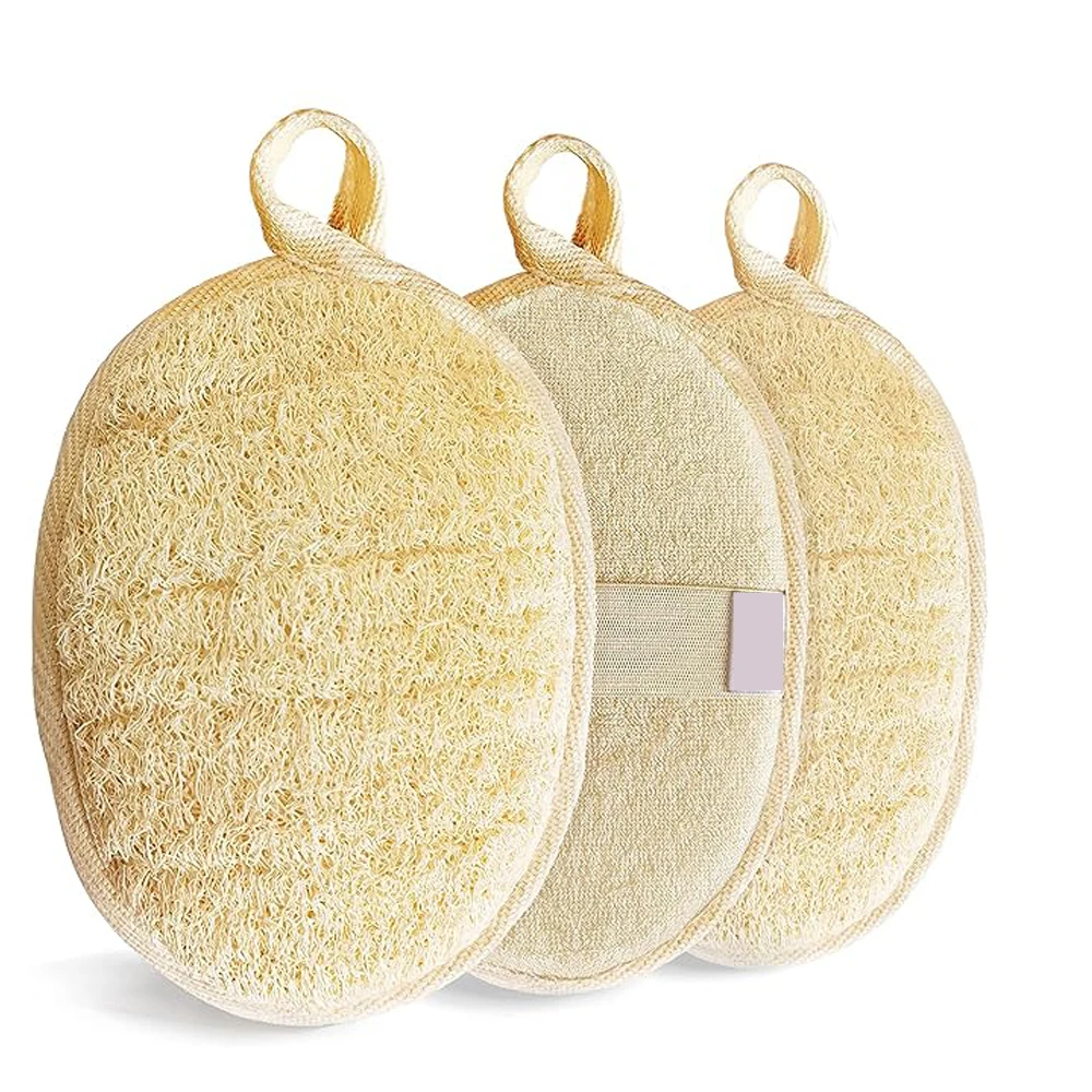 

3PCS Natural Loofah Sponge Exfoliating Loofah Sponge Pads Cleaning Sponge Body Scrubbers for Shower & Bath