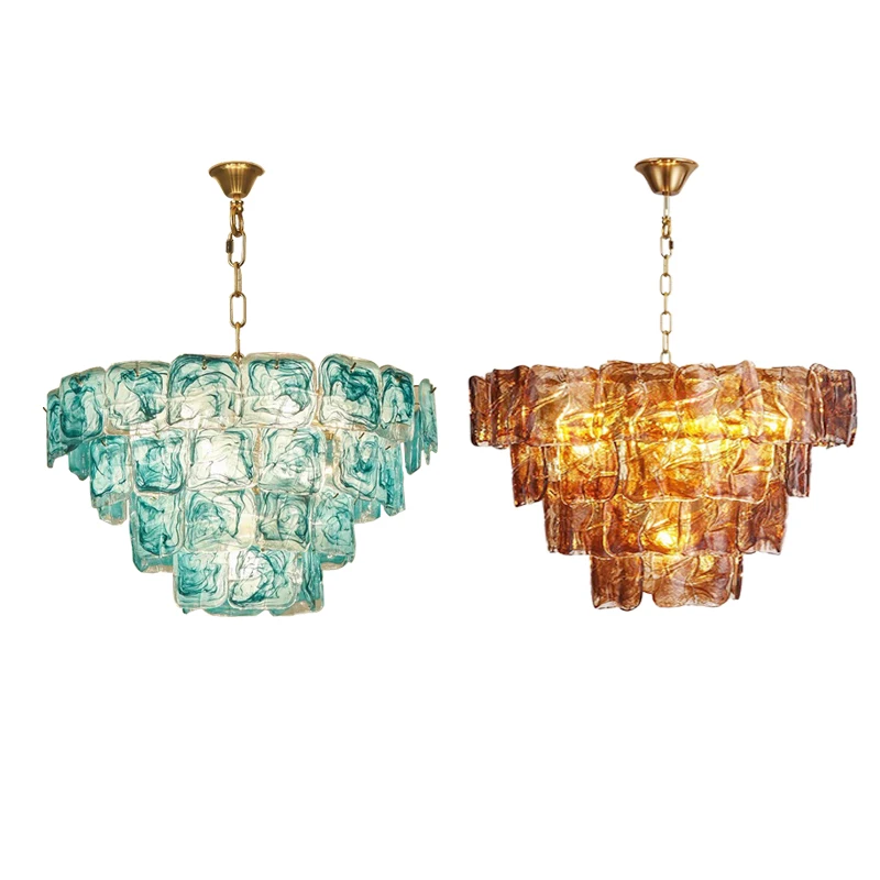 Lámparas de Araña de Lujo para Sala de Estar, Estilo Nórdico, de Cristal Azul y Marrón, para Decoración de Tiendas y Hoteles, Lámparas Vintage 2026