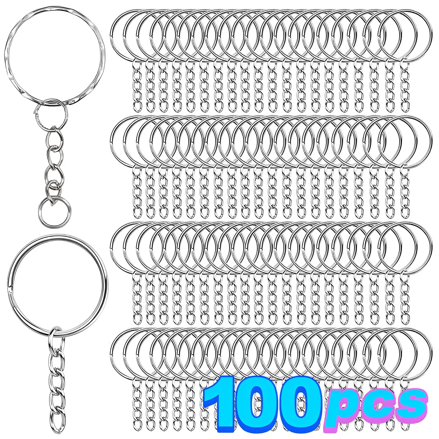 Metal Blank Keyring Keychain Split Rings Keyfob Key Rings Lobster Clasp Key Pendant Chains Keychains Climbing Buckles Carabiner