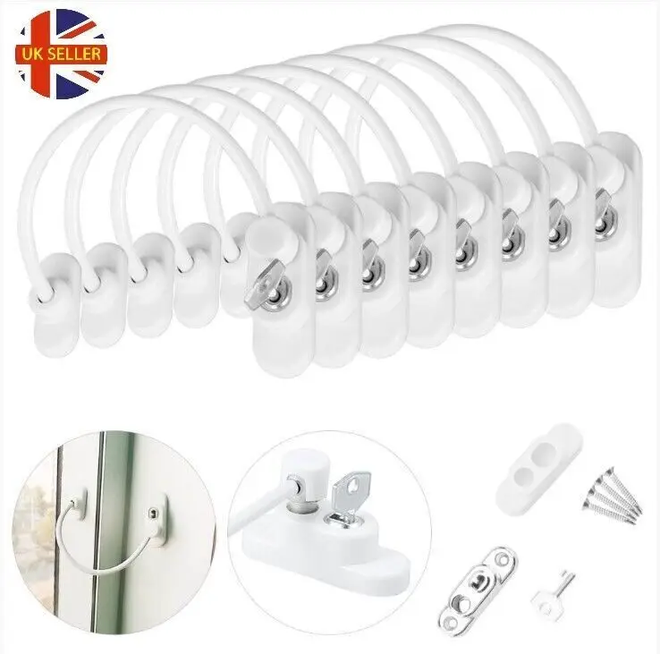 1/4/8X Window Door Safety Restrictor Child Baby Security Lock Cable Catch Wire Key