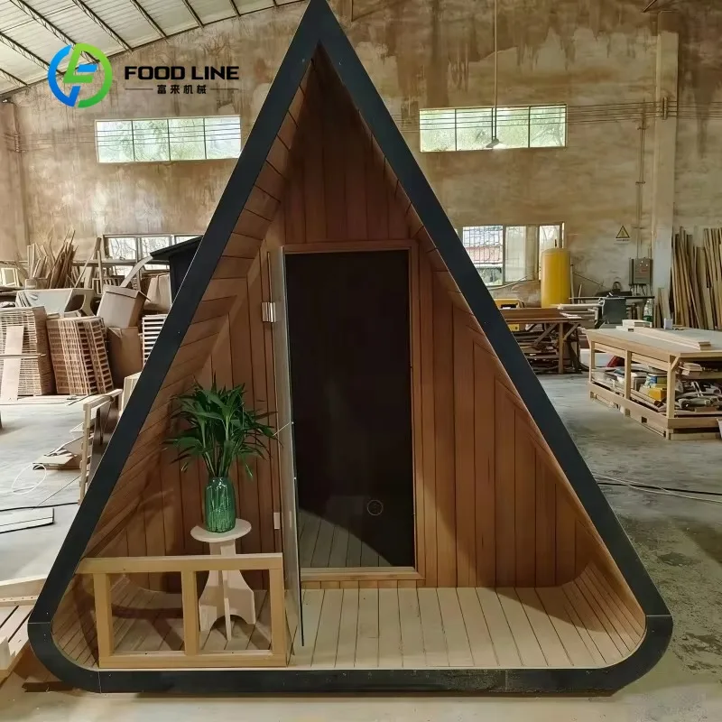 customized a‑frame‑sauna weatherproof cabin‑house all‑climate outdoor solid‑wood sauna for backyard garden venue
