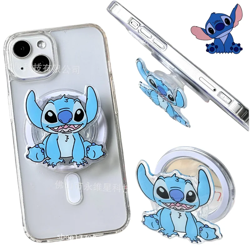 

Disney Stitch Magnetic Mobile Phone Holder Cartoon Folding Retractable Bracket Phone Accessorie Ring Finger Expanding Stand
