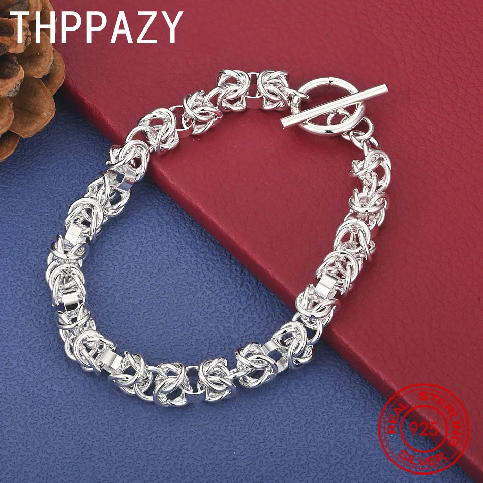 

THPPAZY 925 Sterling Silver Dragon Bone Chain Bracelet Women Fashion Design Classic Jewelry Christmas Birthday Party Gift 8-Inch