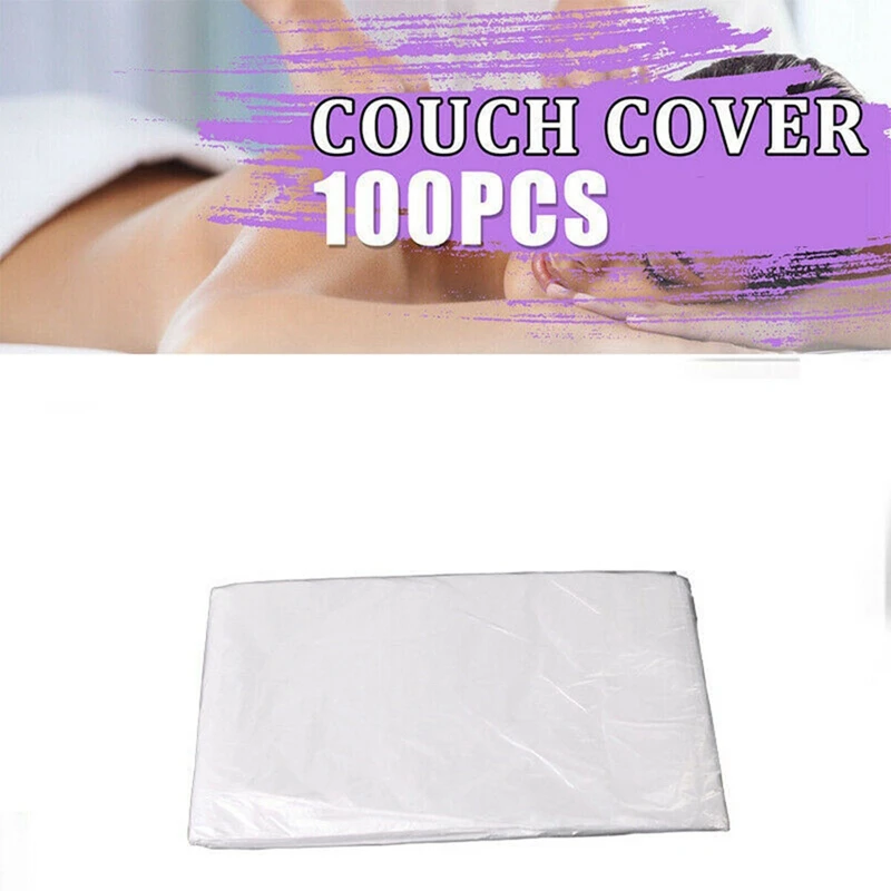 

100Pcs Disposable Plastic Couch Cover Bedspread SPA Massage Treatment Table Sheets Transparent Beauty Bed Durable