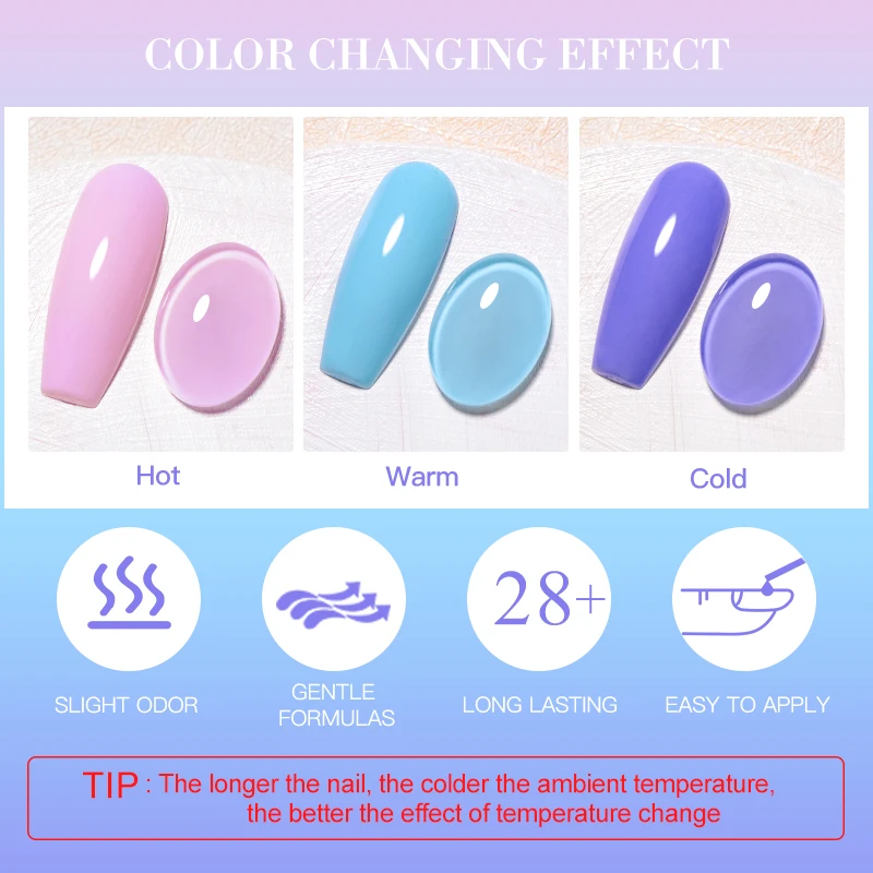 MSRUIOO 8 مللي/0.27 أوقية طلاء أظافر جل حراري للخريف والشتاء 3-Layer درجة الحرارة متدرجة تغيير ورنيش فني HEMA/TPO مجاني #6