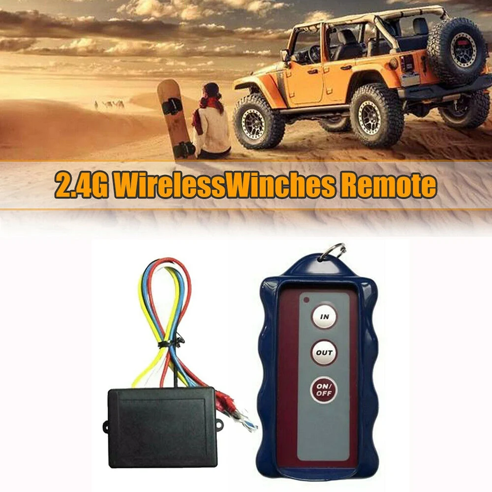 12V Wireless Winch Remote Control Set Kit with Manual Transmitter for SUV Truck Car, 98Ft