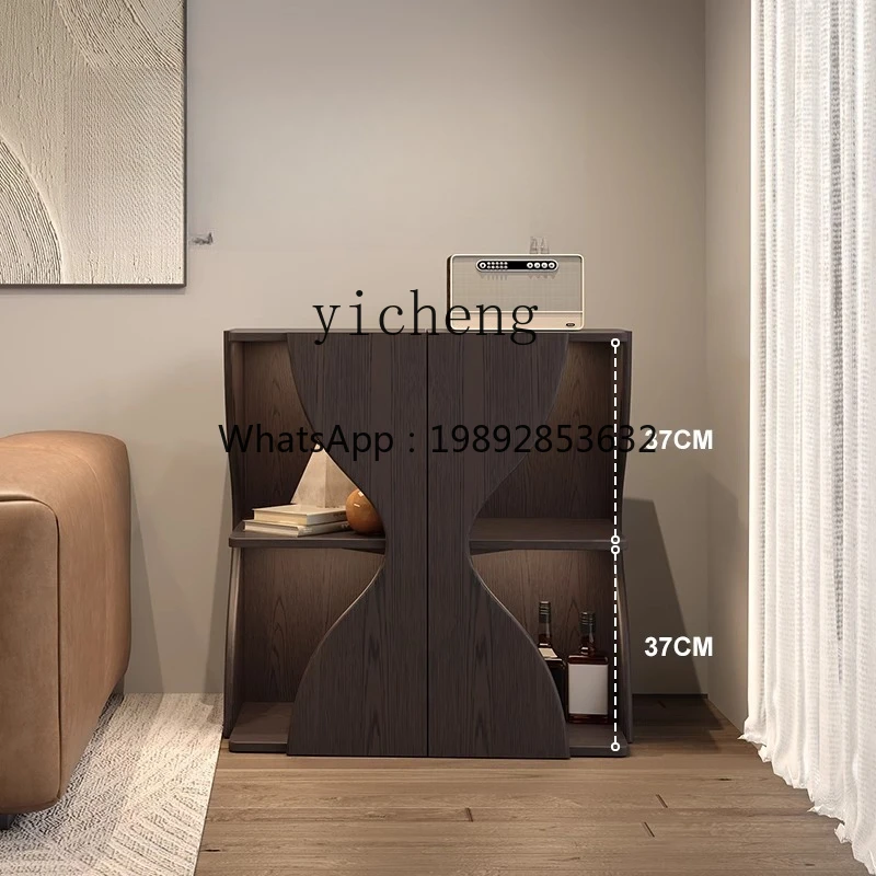gz- solid wood bookcase module combination sofa side cabinet black living room floor locker corner bookshelf