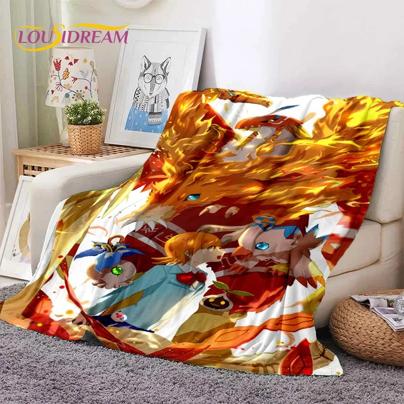 Retro Digimon Adventure Monster Cartoon Soft Flannel Blanket,Throw Blanket Comfortable Blanket for Picnic Beds Sofa Home Bedroom