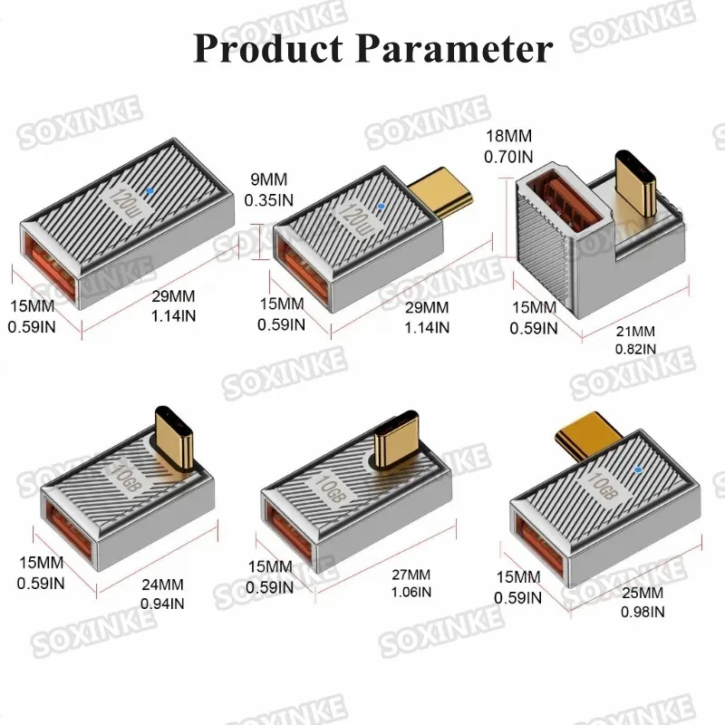 Adaptador USB Tipo C OTG, Transmissão Rápida de Dados, Thunderbolt, Conversor de Disco U para Telefone, Vedio, Macbook Air Pro, 10Gbps, 120W