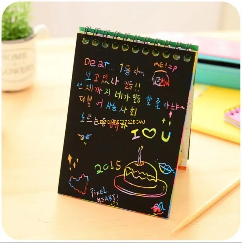 

C90C 4 Pcs Scratch Paper Set Black Scratch Notes Rainbows Magics Scratch Offs Paper