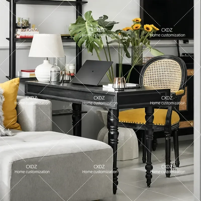 French Medieval Solid Wood Desk Neoclassical Multi Functional Storage Table Bedroom Writing Desk Small Apartment Customizable