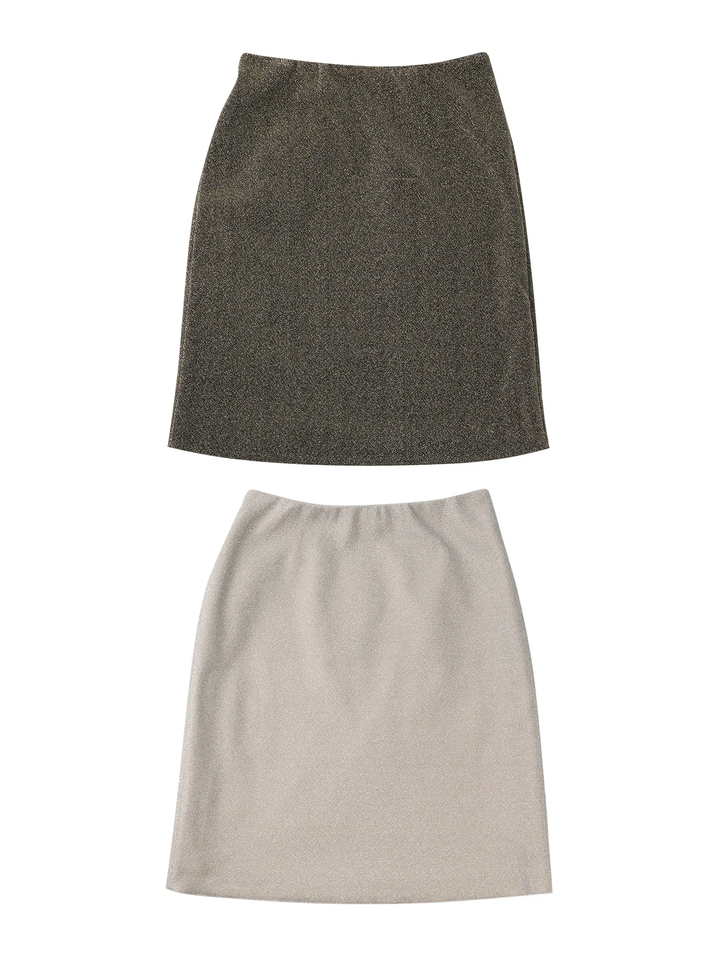 

Silver Thread Side Zipper High Waist Simple Short Skirt Half-length Autumn Winter Women's Daily Fashion Polyester Fiber Skirt