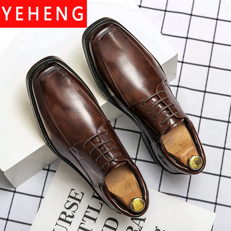 

Luxury Business Men's Shoes Italian Oxford Loafers Brogue Fashion Classic Dress Lace Up Wedding Shoes Office Men Formal Shoes