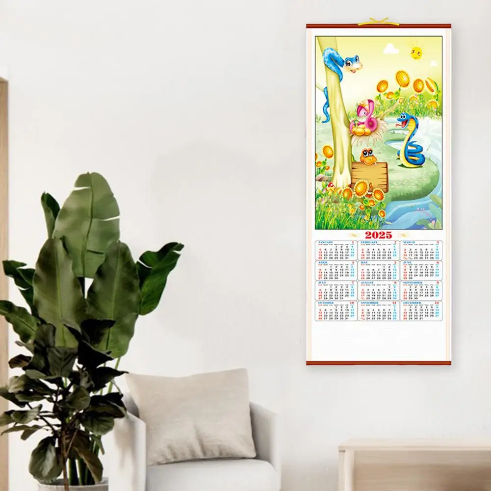 중국어 축복 달력 2025 구정 벽 달력 뱀의 해 음력 월간 홈 오피스 연도 장식 매달려