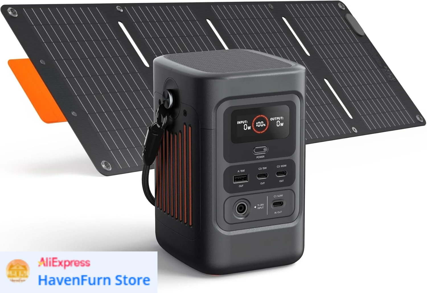 

240D Power Bank and 40W Solar Panel (80,000mAh), LiFePO4 Battery Portable Power Station, USB-C Cable Included,200W DC Output