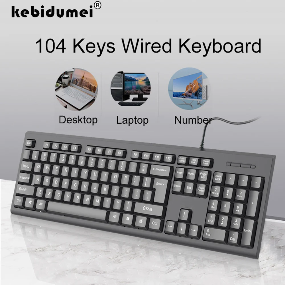 Teclado com fio usb 104 teclas teclado padrão portátil teclado de jogos teclado de membrana teclado ergonômico para pc windows mac os