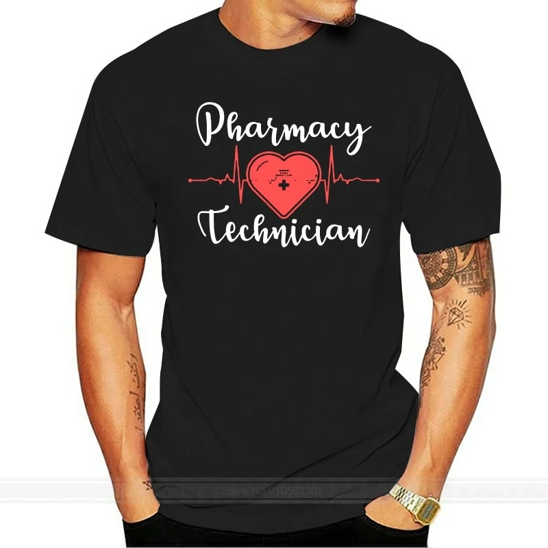 

Men T Shirt Pharmacy Technician Heartbeat Women T-Shirt cotton tshirt men summer fashion t-shirt euro size