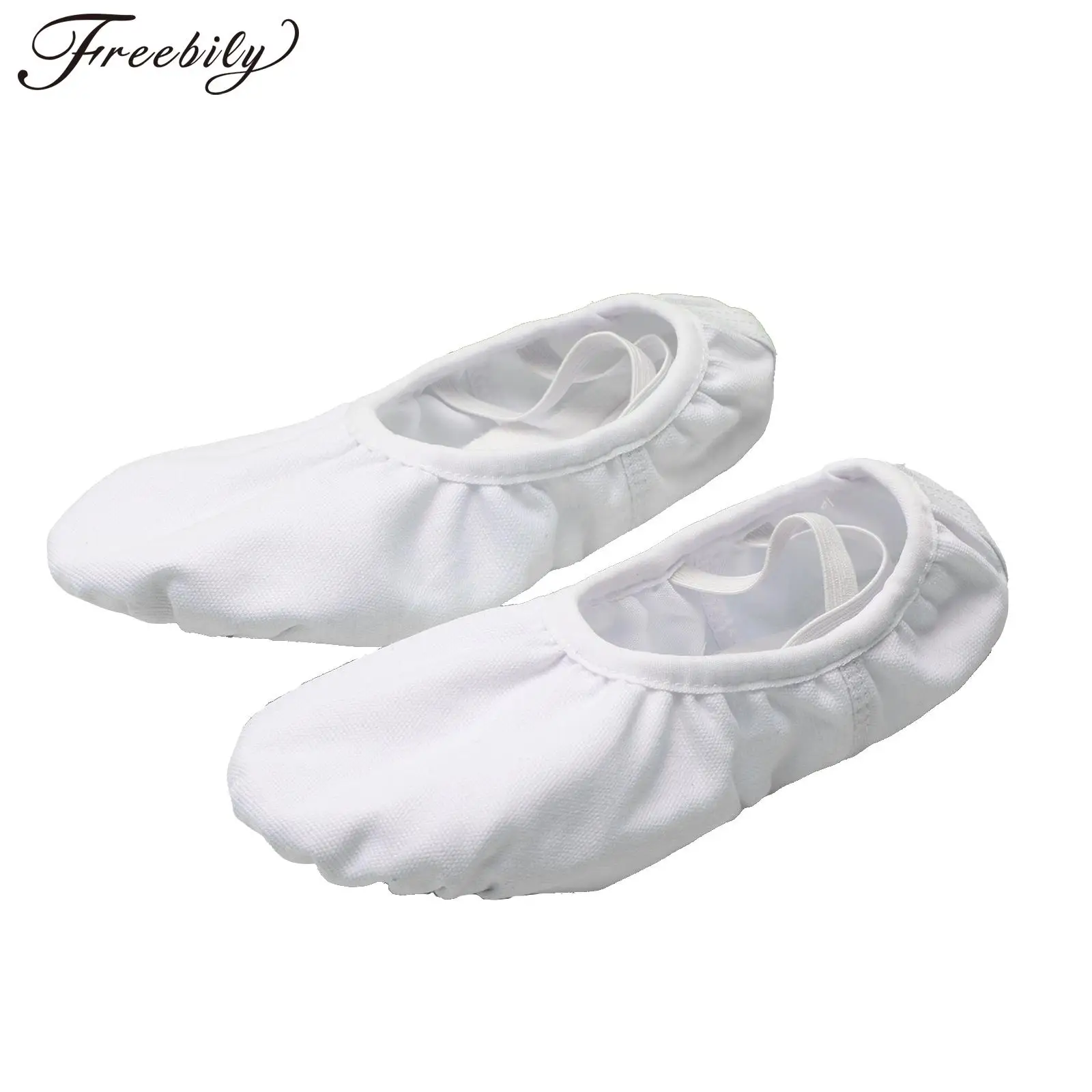 Girls Ballet Dance Shoes Ballerina Dancing Training Performance Flats Cross Elastic Band Solid Color Split Sole Slippers Shoes