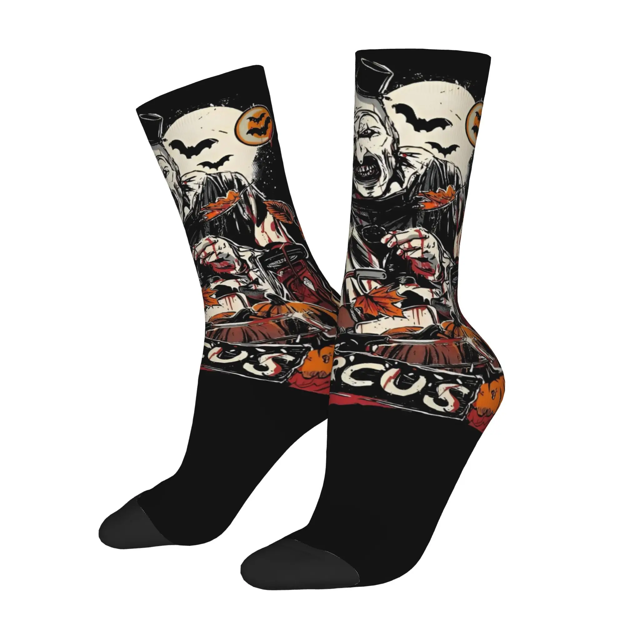 Winter Warm Crazy Design Women Men Terrifier Halloween Pumpkin Bat Socks Horror Movie Non-slip Basketball Socks