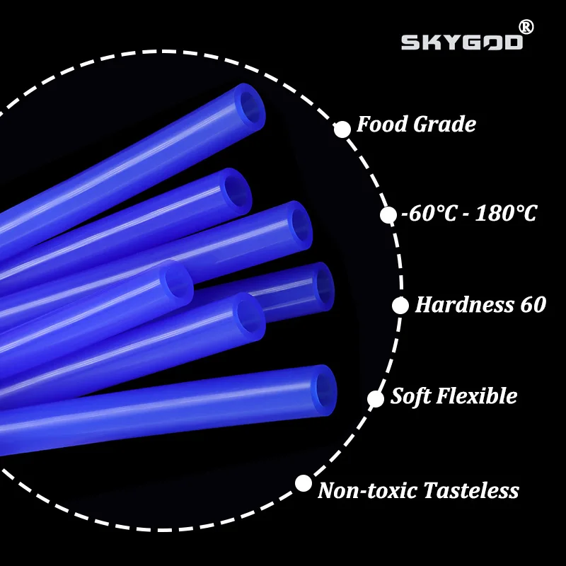 

1-10m Blue Food Grade Hose Dia 0.5mm ~ 32mm Soft High Temperature Silicone Drink Water Connector Pipe Non-Toxic Flexible Tubing