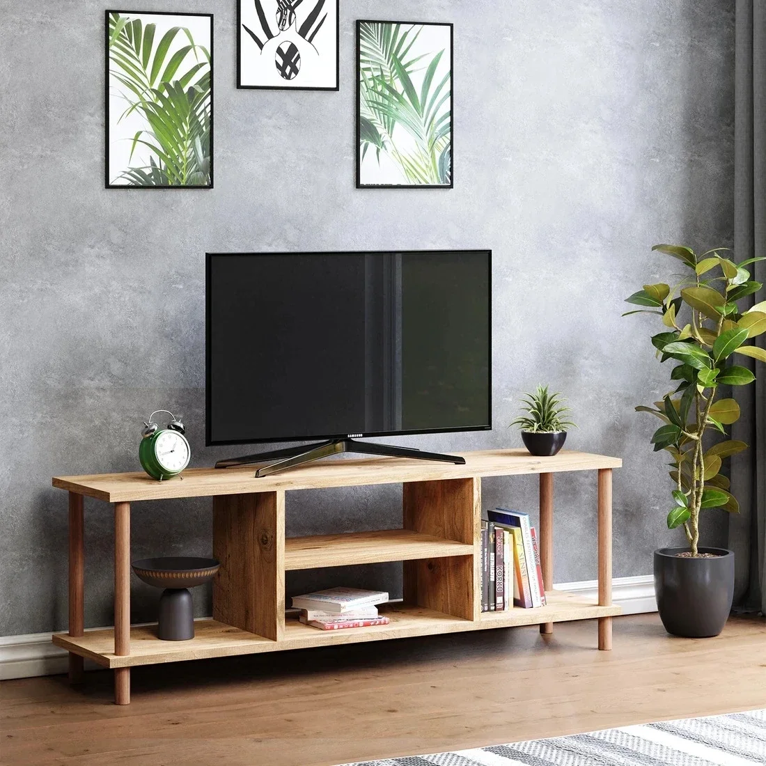 Wooden modern tv cabinet stand unit retro tv stand media unit vintage style wooden console tv stand