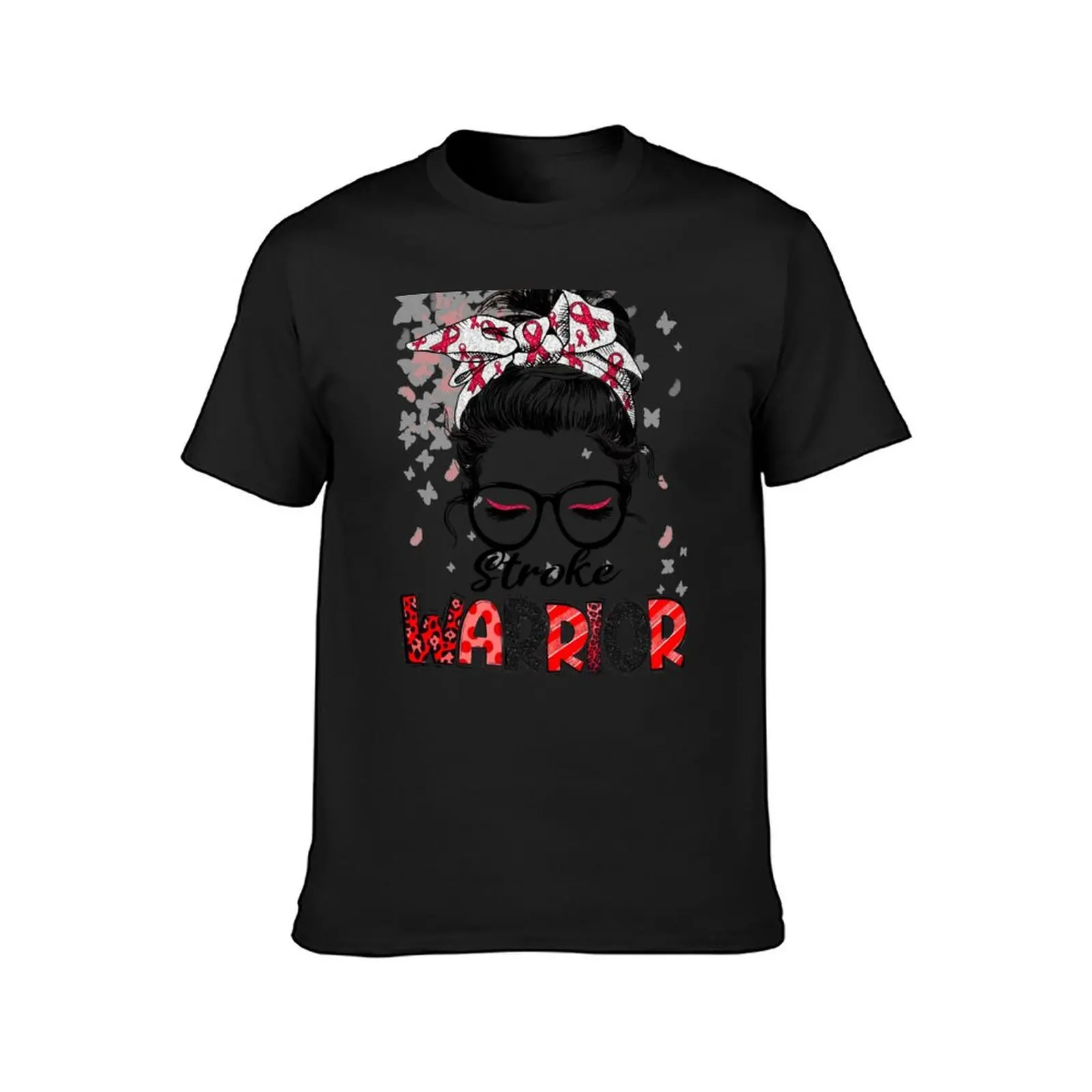 Stroke Warrior Messy Bun Stroke Fighter Gifts T-Shirt kawaii clothes summer tops mens cotton t shirts