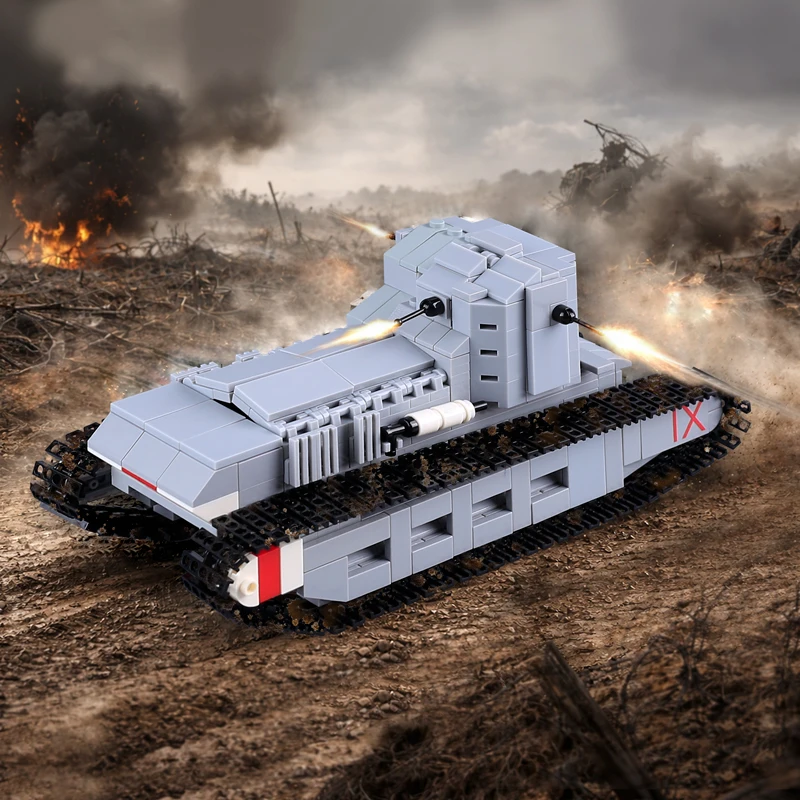 MOC WW1 British Cannon Building Blocks WW2 US Battlefield Kitchen Italian Tank Italian 149mm Field Gun Siege Howitzer Bricks Toy
