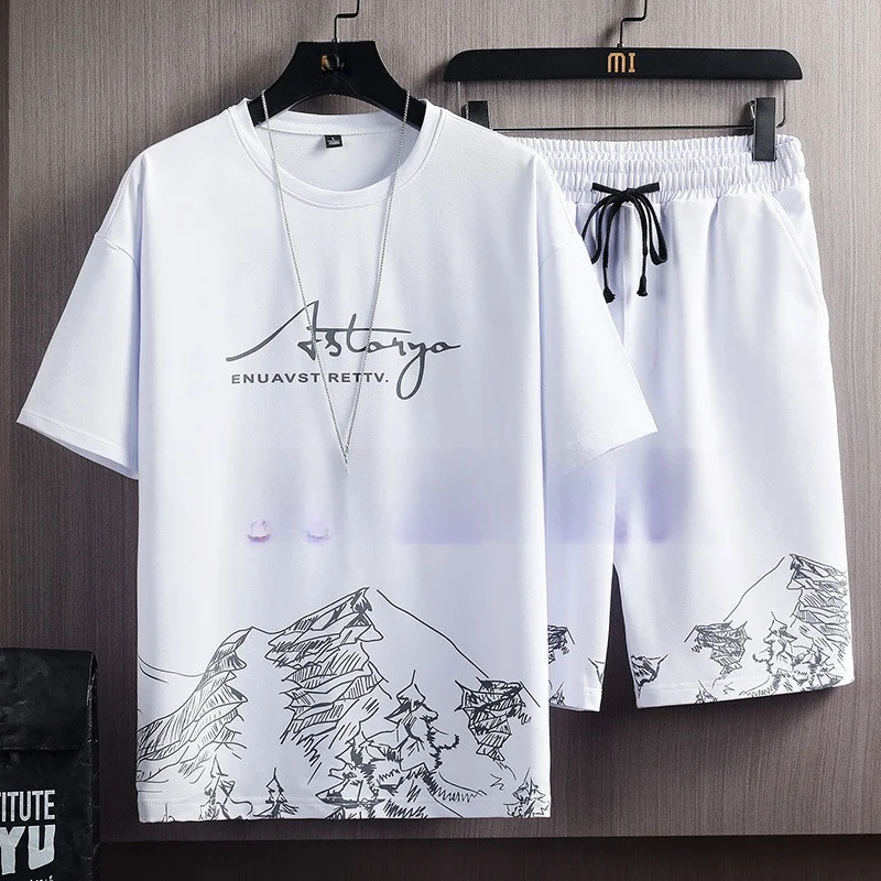 

Summer Casual Ice Silk Loose Thin ort Sve T-irt orts Set for Teen Boys Faionable And Cool Two-Piece Outfit