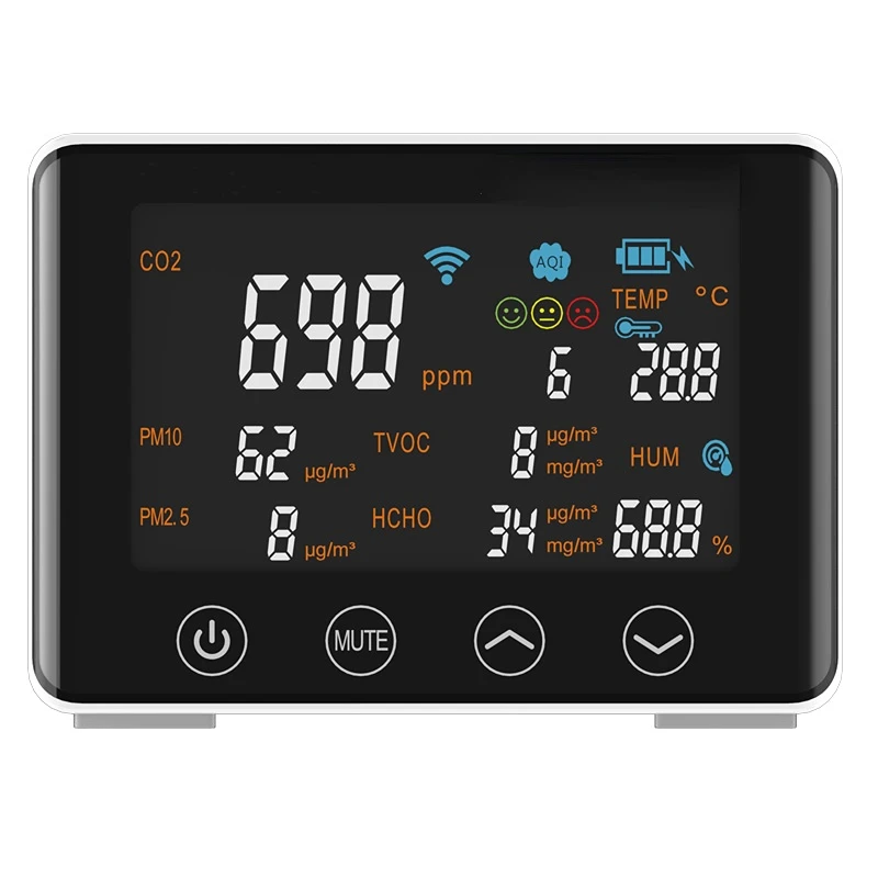 Pm2.5 portátil detectores de partículas contador de partículas vendas quentes monitor de qualidade do ar medidor co2 interior