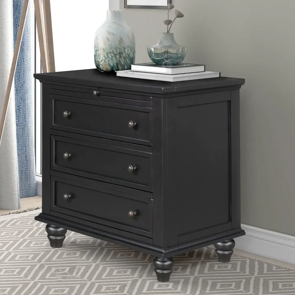 Black Wood Nightstand with 3 Storage Drawers 28