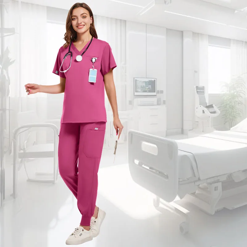 Ensembles de soins infirmiers pour clinique dentaire, vêtements chirurgicaux à manches courtes, couleur unie, accessoires médicaux, manucure, esthéticienne, ensembles de gommage