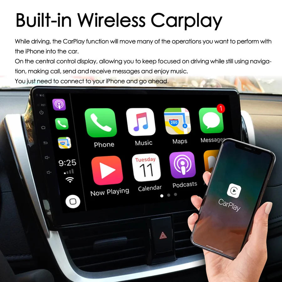 Stereo Radio mobil Android 13, suara AI 8 + 128GB untuk Toyota Vios (2013-2017) Yaris SE navigasi GPS pemutar Multimedia Video