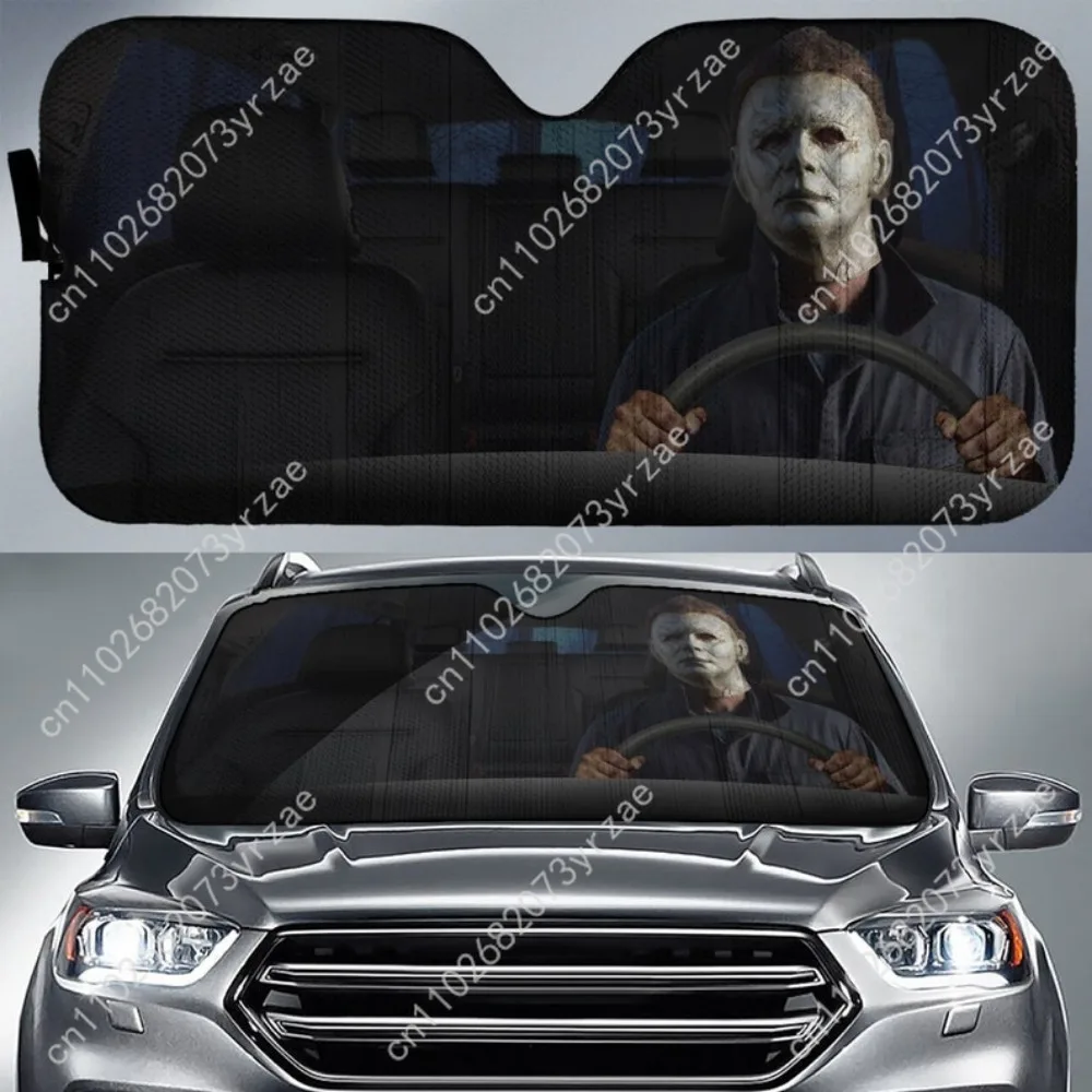 

Michael Myers Car Sun Shade Good Heat Insulation Effect Windshield Sunshade Portable Waterproof Easy Clean Car Accessory