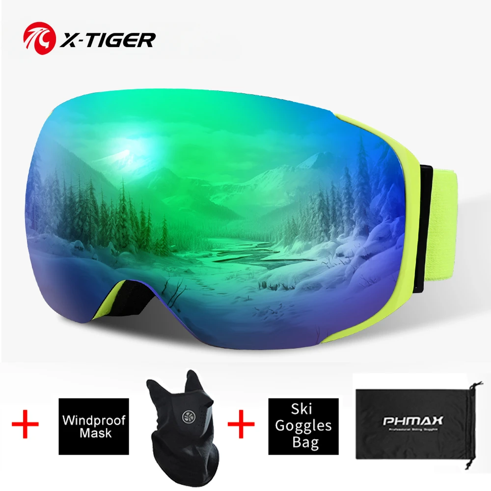 

X-TIGER Ski Goggles Magnetic UV400 Winter Skiing Eyewear Anti-fog Lens Women Men Outdoor Sports Snowboard Snowmobile Equipment