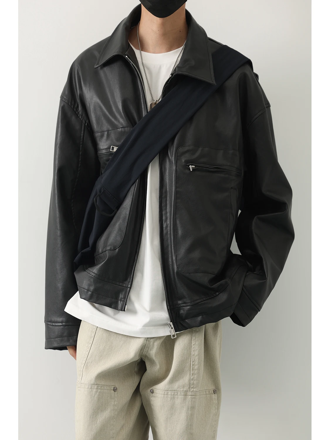 

American Retro ort Leather Jaet Men's Casual Vintage Motorcycle Jaet Spring Autumn Cleanfit Loose Sle PU Leather