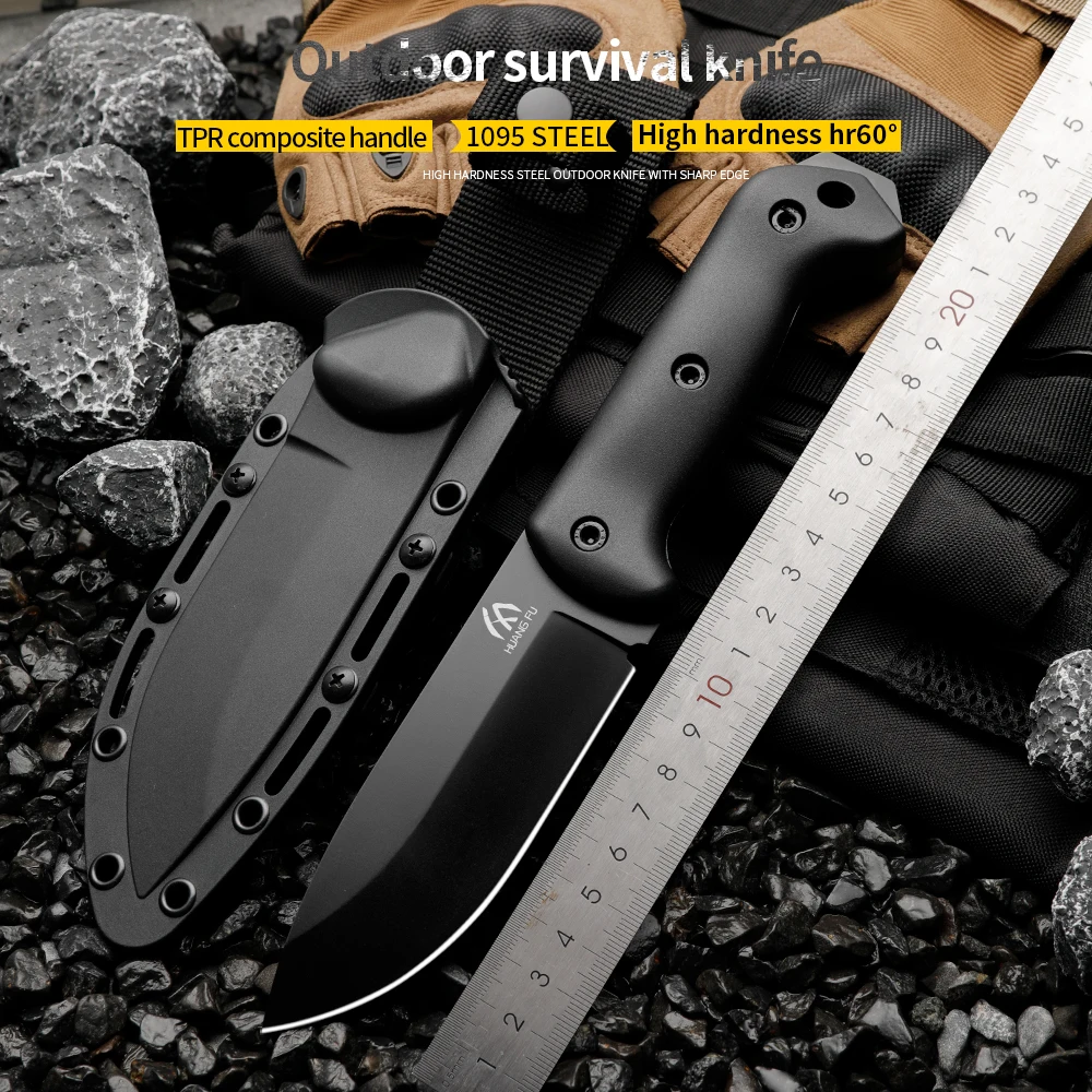 

HUANGFU High quality 1095 carbon steel fixed blade outdoor knife rescue knife wilderness survival knife men's gift