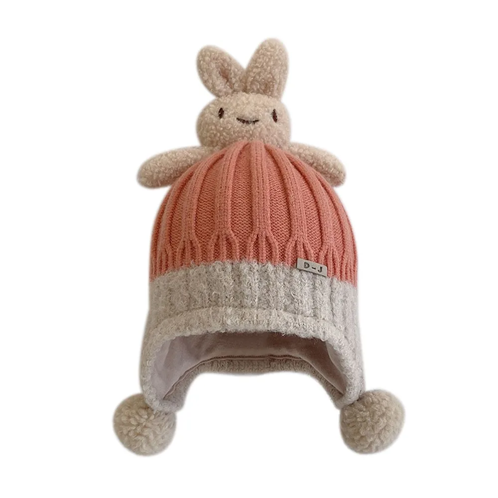 

New Cartoon Ear Protection Hat Thick Soft Baby Children Beanie Caps Ear Warmer Kids Knitted Beanies Winter Autumn