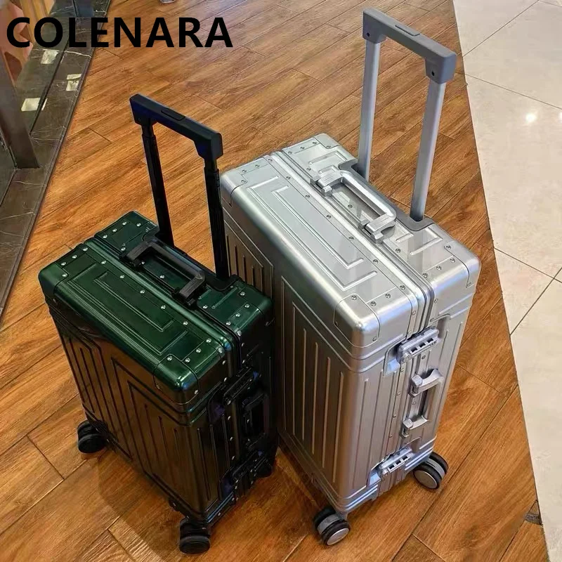 

COLENARA 20"24"26"29 Inch Rolling Luggage Large Capacity Trolley Case Men's Suitcase Full Aluminum Magnesium Alloy Boarding Box