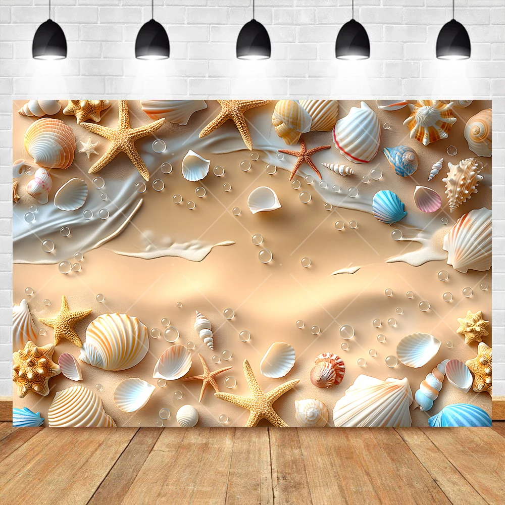 Summer Beach Shell Conch Pearl Sand Photography Background Custom Photo Studio For Kid Birthday Baby Shower Party Decor Backdrop