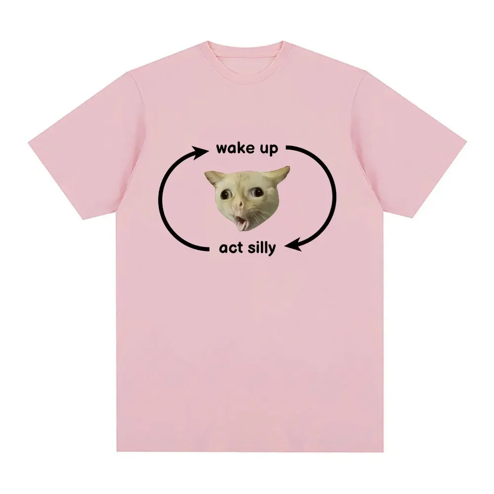 Wake Up Act Silly T Shirt Funny Cute El Gato Meme Print Short Sleeve T-shirt Men Women Casual 100% Cotton Oversized T Shirts image 6