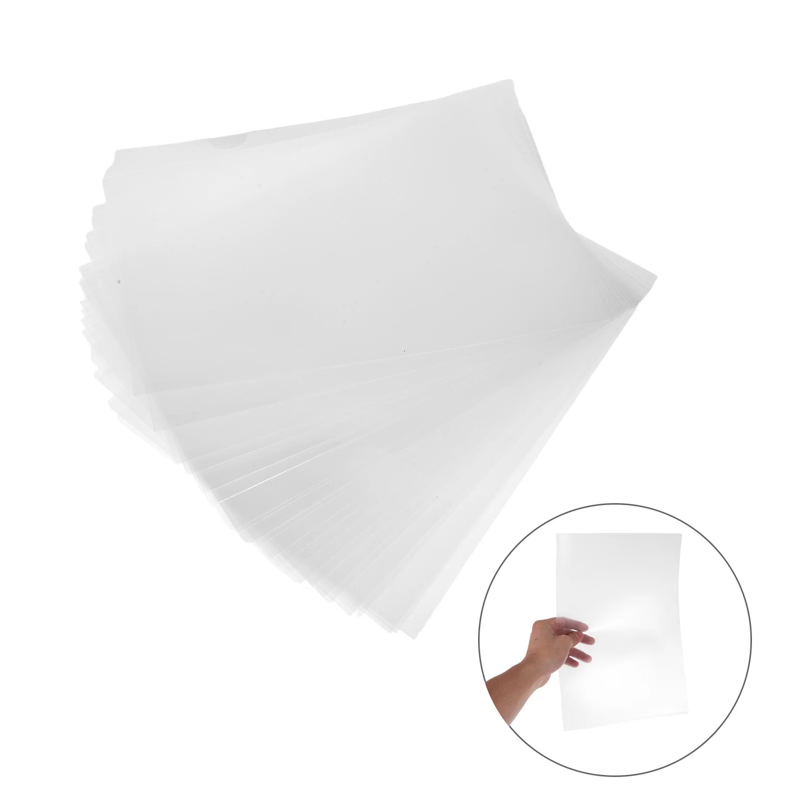 

24Pcs A4 Transparent Plastic File Folders L-Shaped Clear Document Sleeves for Report Presentation Resume Cover Portable Paper