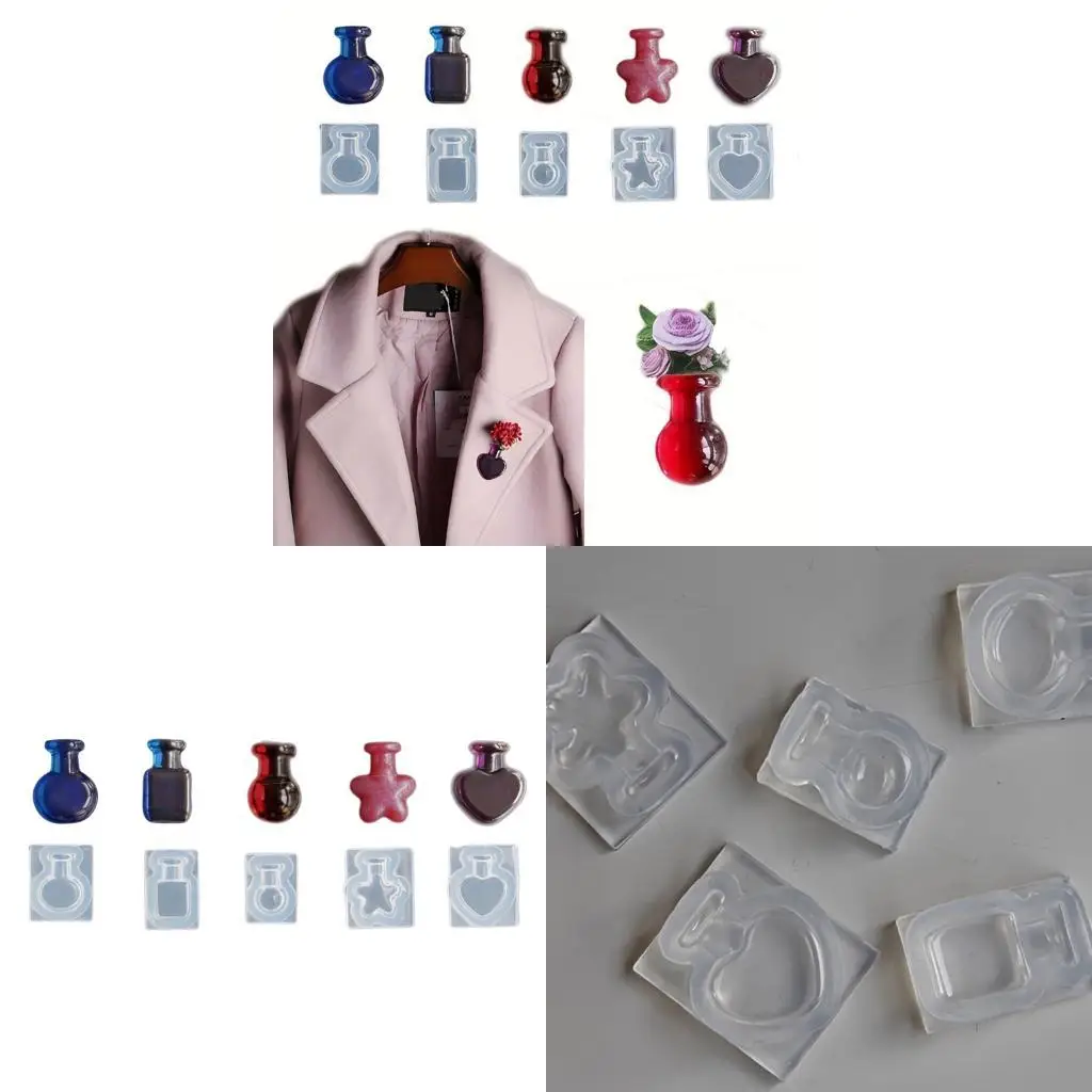 195C Miniature Bottle Silicone Mold For Resin Bottles High Bread Pot Jewelry Charm Fondant Toppers Easy Demold