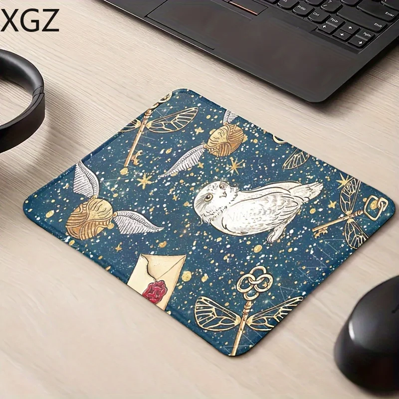 XS 290×250 hand-painted magic owl print pattern mouse pad suitable for office and home use non-slip base fine stitching washable