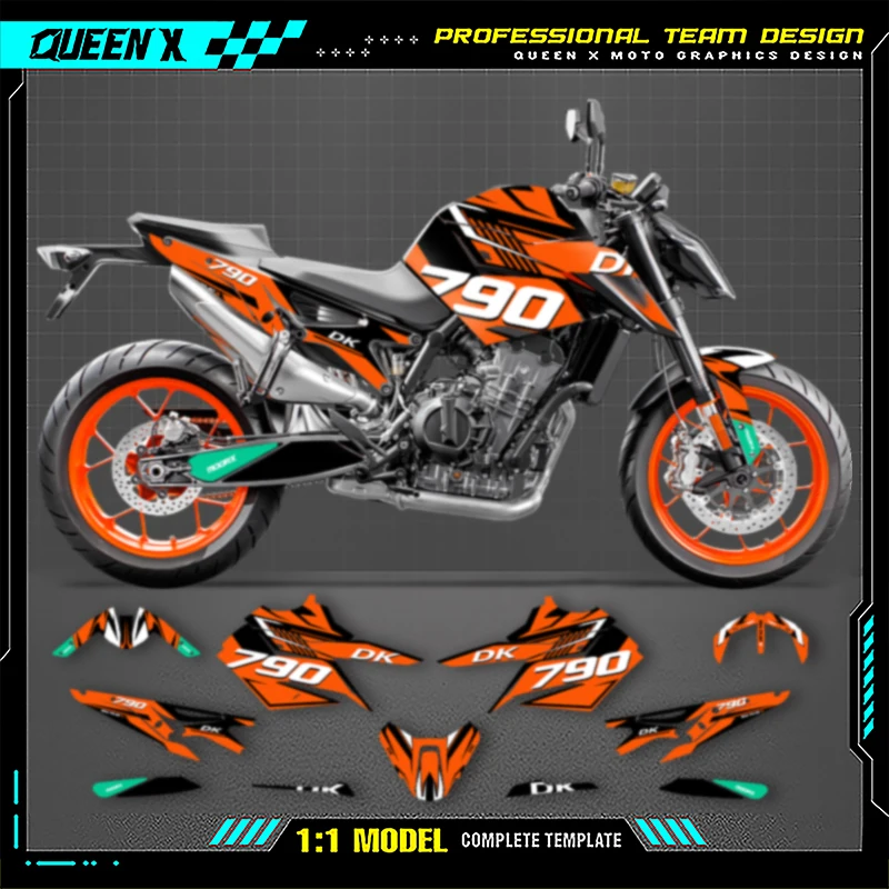 

Queen X MOTOR Motorcycle Graphics Background Decals Stickers Kits For KTM Duke 890 790 Adventure 2018-2021 002