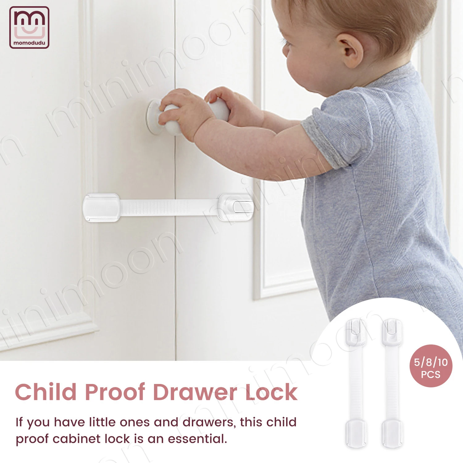 Multi-Purpose Child Proof Locks, Heavy-Duty 3M Adhesive Safety Latches for Kitchen, Bathroom & Furniture
