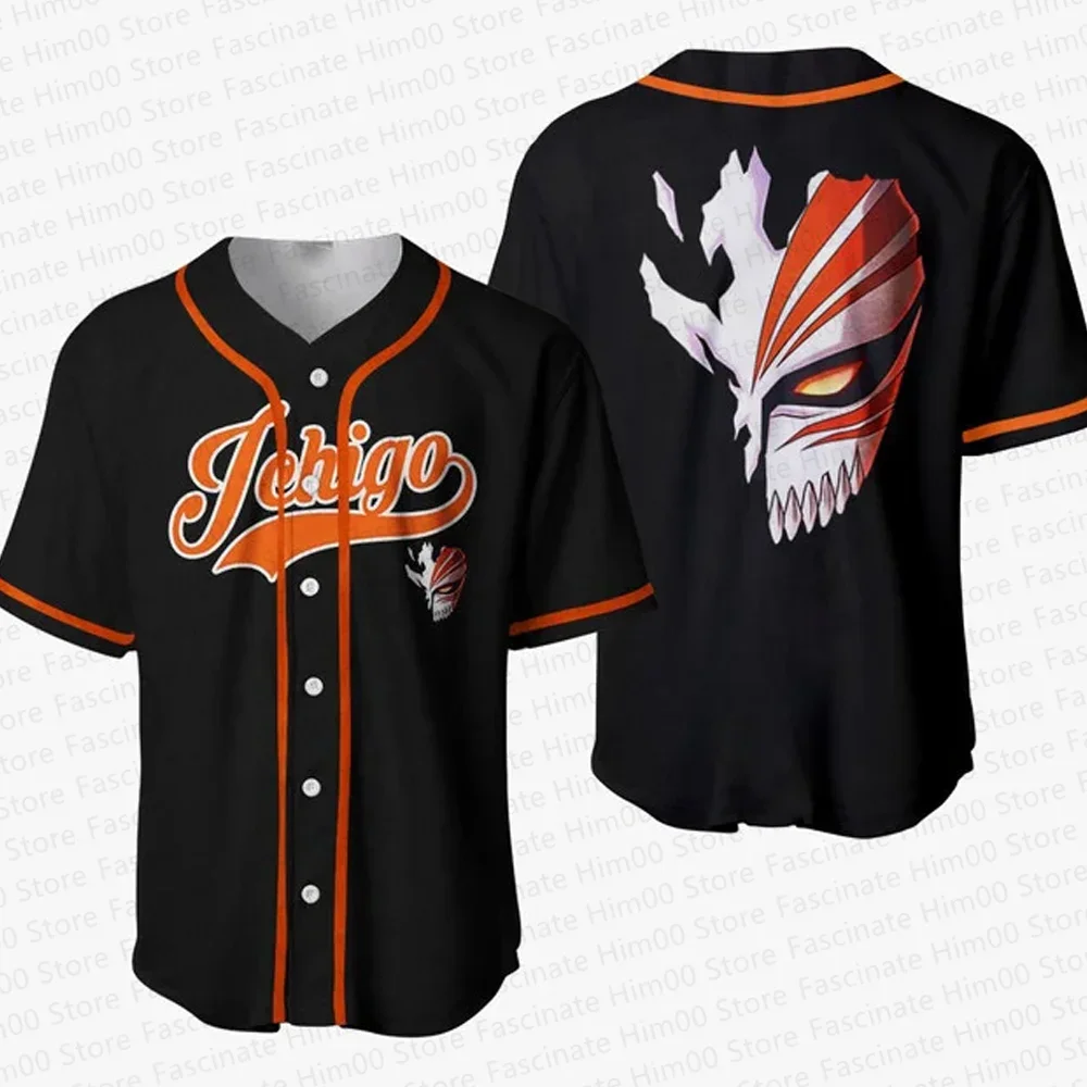 2024 Japanese anime Kurosaki Ichigo new baseball uniform Tshirt Summer short-sleeved boys/men's sports baseball uniform T shirt