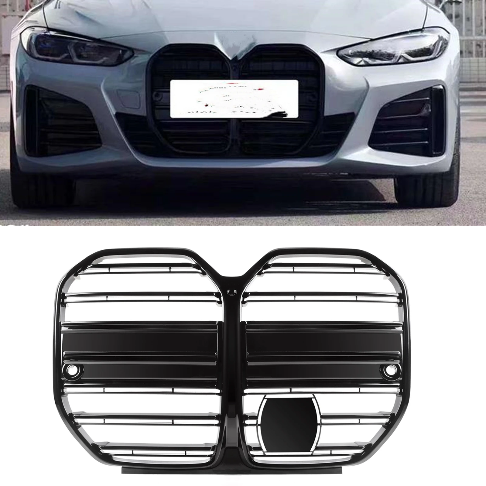 

Grill Front Grille For BMW 4 Series G26 440i 2021-2023 4-Door Only 430i GT Style Black Upper Bumper Intake Hood Cover Mesh Grid