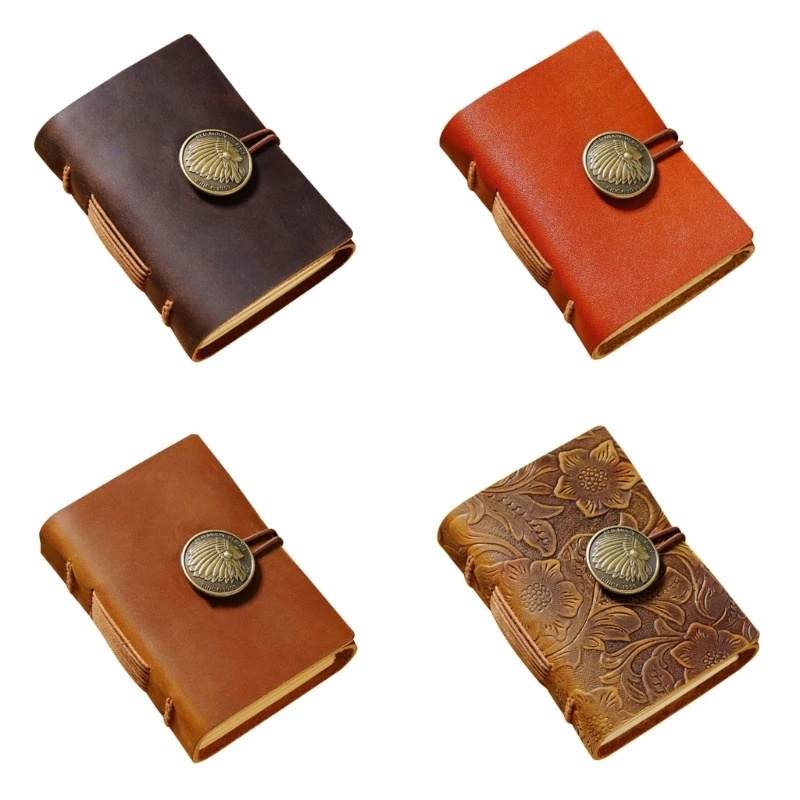 Men Women Retro Leather Journal  Notebook   Writing Notepad Notebook Mini Scrapbook Notebook