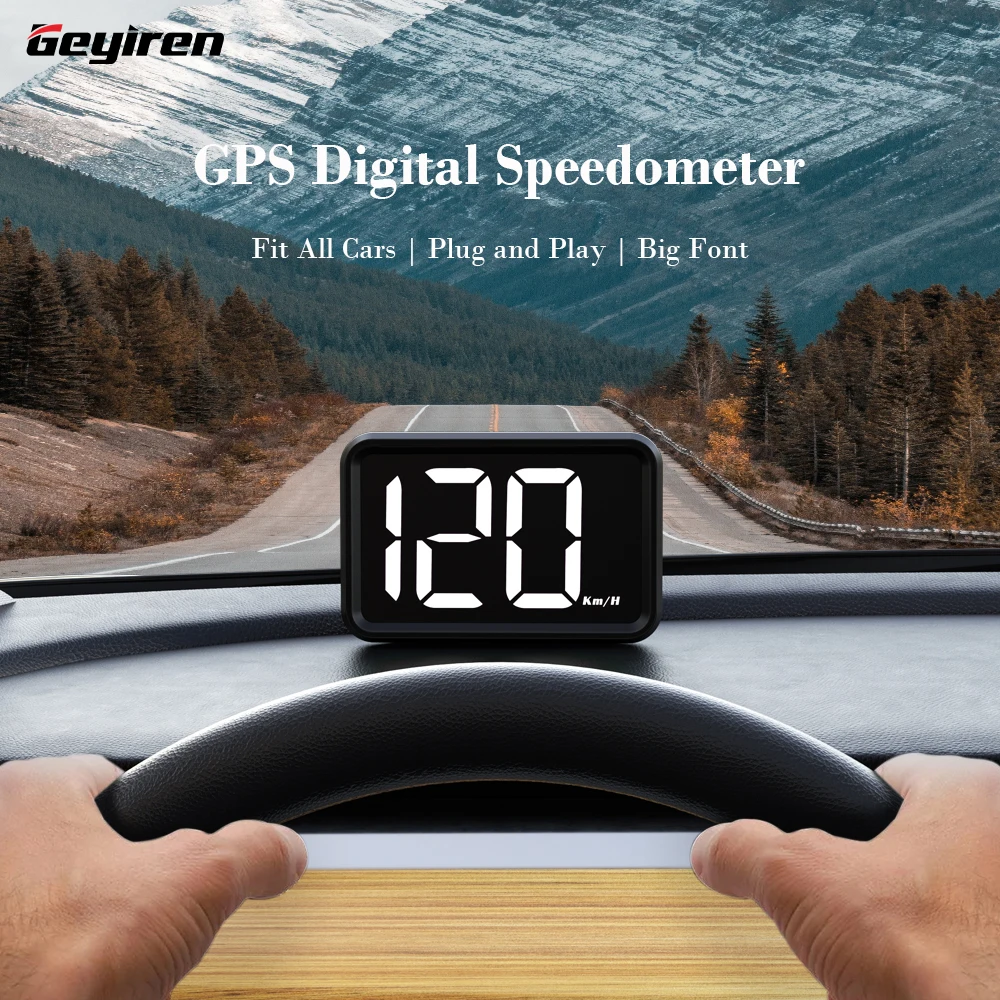 Geyiren X1 Car HUD Head-up Display GPS Digital Speedometer Universal Big Font for Car Trucks Motorcycle Electronic Accessories